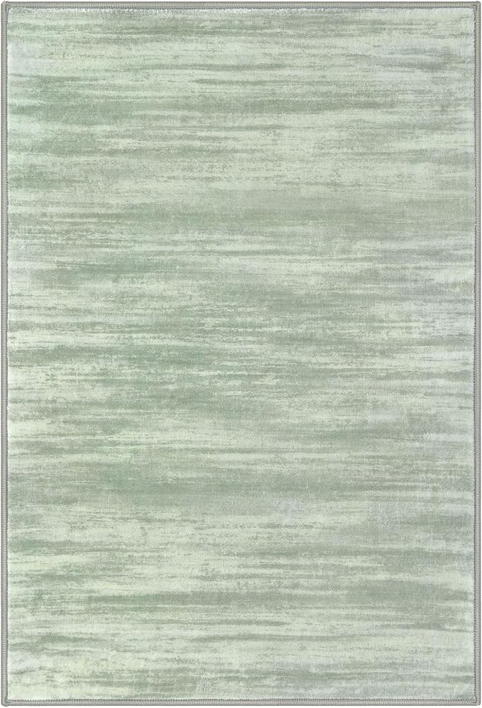KOZYFLY Modern Abstract 3x5 Area Rug Washable Bedroom Rug Green, Throw Entry Mat Non-Slip Stain Resistant Carpet Dining Room Rug with Soft Low Pile for Living Room Kitchen Bath Office