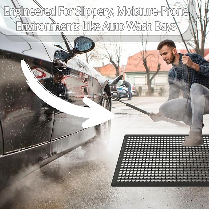 BESEA 4Pack Rubber Floor Mats 24 x 36 Inch – Heavy Duty Outdoor Door Mats with Non-Slip Mesh Design, Weatherproof Garage Floor Mat, Kitchen Floor Mat for Wet or Slippery Areas