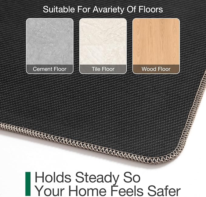 LUMI Ultra Thin Door Mat for Entryway,36"x56" Low Profile Non Slip Rubber Backing Indoor Doormat, Easy Clean Welcome Entrance Mat for Inside House, Patio, Beige