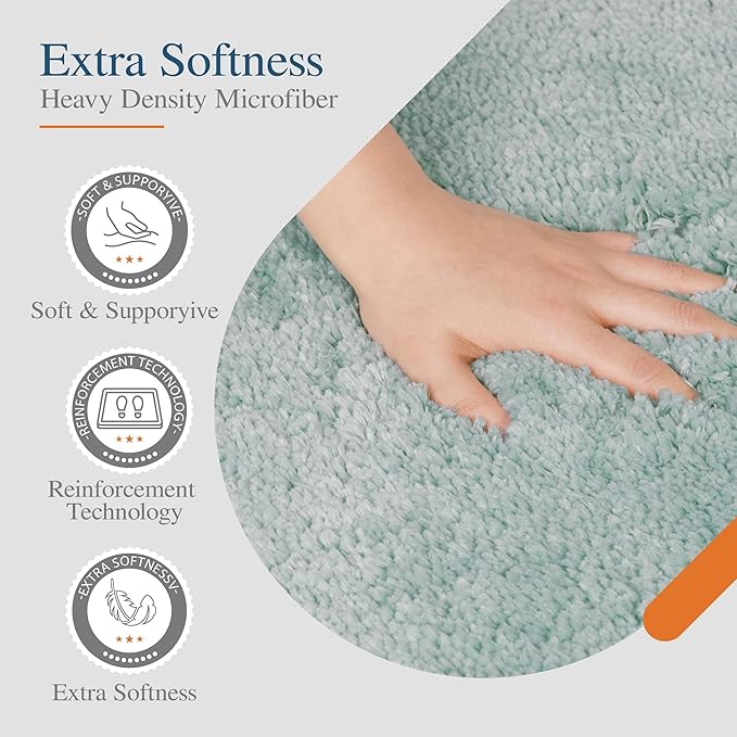 Walensee Large Bathroom Rug (24 x 60, Aqua) Extra Soft and Absorbent Shaggy Bath Mat Machine Washable Microfiber Non Slip Rubber Back