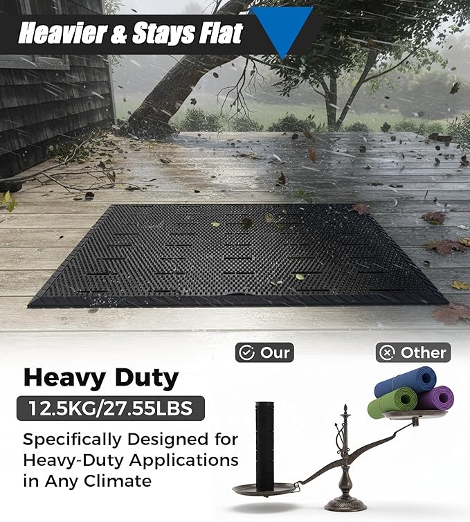 jxgzyy Commercial Rubber Mats for Floor 47.24'' x 35.43'', Heavy Duty Rubber Mats for Outside,Non-Slip Waterproof Restaurant & Bar Rubber Matt for Garage, Patio, Entrance, Anti-Fatigue