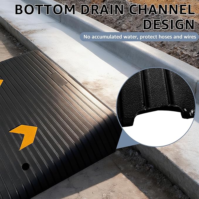 4" Rise Rubber Threshold Ramp, 35.5" Wide Non-Slip Wheelchair Ramp for Doorway, 33069 lbs Capacity Curb Ramp for Wheelchairs, Scooters, Power Chairs & Walkers