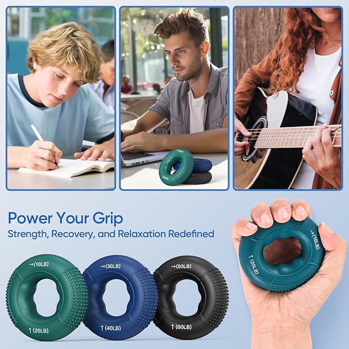 FitBeast Grip Strength Trainer, Finger Exerciser, Stress Balls for Adults 6-Piece Set, Hand Therapy for Strength, Recovery & Stress Relief, Forearm Strengthener for Men, Women & Seniors