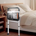 AOHHL Bed Rails for Elderly Adults Safety with Motion Light Adjustable Heights Storage Pocket Assist Support Side Railing for Seniors Slides Under Bed Guard Bed Handle Bars (White with Light)