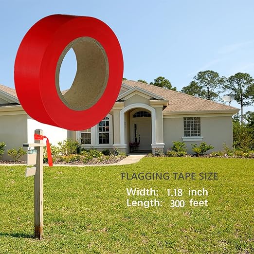 Green Flagging Tape,1-3/16" × 300' Surveyors Tape for Tree Marking,Trail Marking,Non-Adhesive Plastic Ribbon