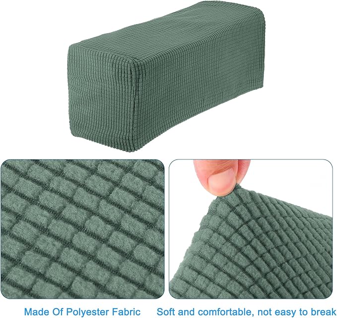 uxcell 2pcs Stretch Armrest Covers for Chairs/Sofas, Couch Arm Covers with Twist Pin, Furniture Protector Slipcovers Tea Green