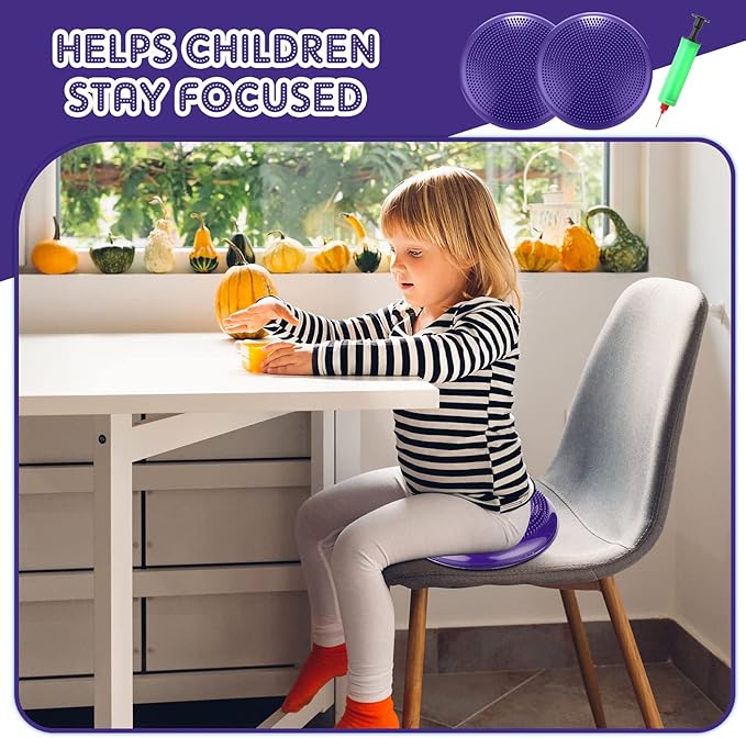 Jerify 4 Pcs Wiggle Seat Flexible Inflated Wobble Cushion Stability Balance Pad Balance Disc Sensory Seat for Men Women Fitness Physical Exercise Improving Posture Home Office