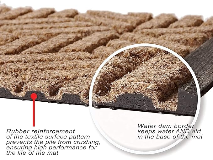 Bungalow Flooring Waterhog Indoor/Outdoor Boot Tray, 15 by 36 inches, Made in USA, Skid Resistant, Easy to Clean, Catches Water and Debris, Brittney Leaf Pattern, Dark Brown