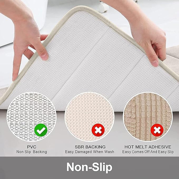 Buganda Memory Foam Bath Mat, 59" x 20", Ultra Soft and Non-Slip Bathroom Rugs, Water Absorbent and Machine Washable Bath Rug Runner for Bathroom, Shower, and Tub, Cream