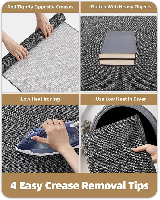 Color&Geometry Ultra Thin Indoor Door Mat 48"x72", Machine Washable Front Door Mat Non Slip, Low Profile Entrance Mat Indoor, Absorbent Carpet for Inside, Entry, Entryway, Dark Grey (FOLD)