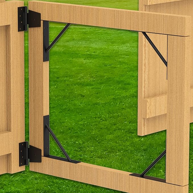 Gate Corner Brace Bracket Heavy Duty Adjustable No Sag Kit Durable Solid Iron for Shed Doors,Driveway Gates,Corral Gates,Wood Windows,Gate Frame Kit,Gate Hardware