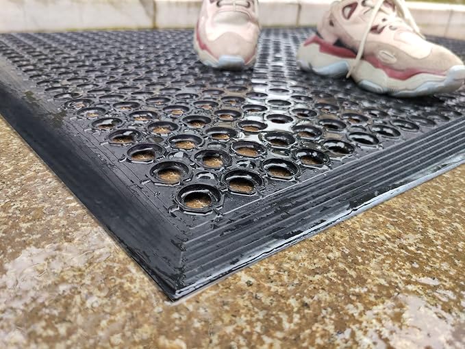 Uniboho Outdoor Rubber Floor Mats Anti Slip Restaurant Commercial Kitchen Mat Rubber Drainage Mat 60 x 35 Heavy Duty Door Mat for Garage Garden Indoor Outside Industral Pool Entrance Bar Wet Area