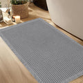 Hiasan Waffle Bath Mat, Super Absorbent Non Slip Bathroom Boho Rug with Tassels, Machine Washable Bath Mats for Bathroom, Ultra Soft Rubber Backed Rug, Grey, 20 x 32 Inches