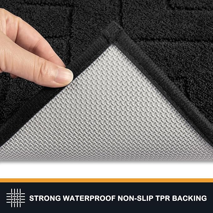 PURRUGS Dirt Trapping Door Mat 24" x 59", Non-Slip Machine Washable Entry Rug, Shoe Scraper, Dog Doormat, Super Absorbent Welcome Mat for Front & Back Door, Muddy Wet Shoes & Paws, Black