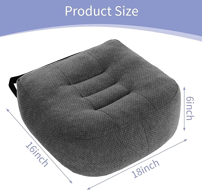 HOMBYS Extra Thick Chair Cushions for Office,6 in Breathable Adult Booster Seat for Car,Car Seat Cushion to Raise Seat Height,Shredded Memory Foam Desk Chair Cushion for Long Sitting,Black