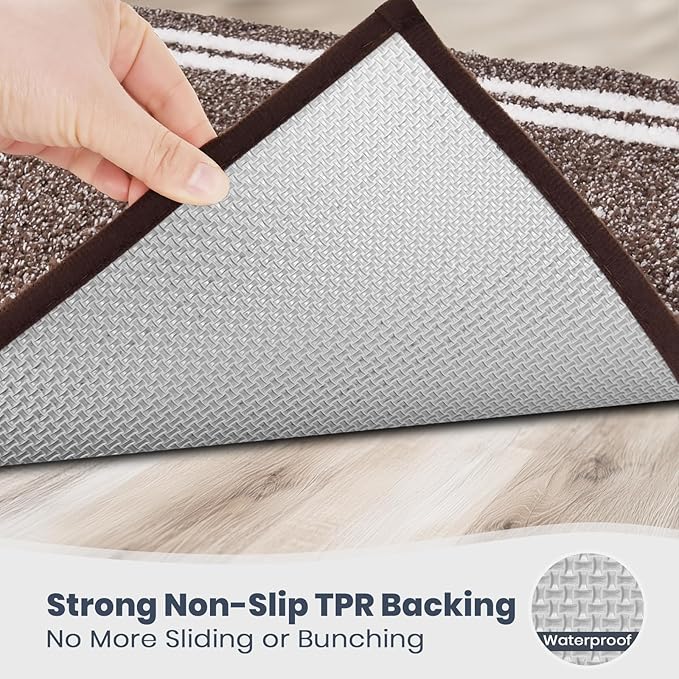 PURRUGS Bathroom Rug Non-Slip Machine Washable 30" x 60", Super Absorbent and Quick Dry Shaggy Microfiber Bath Mat, Extra Soft and Plush Bath Rug for Bathtub, Shower and Sink, Brown