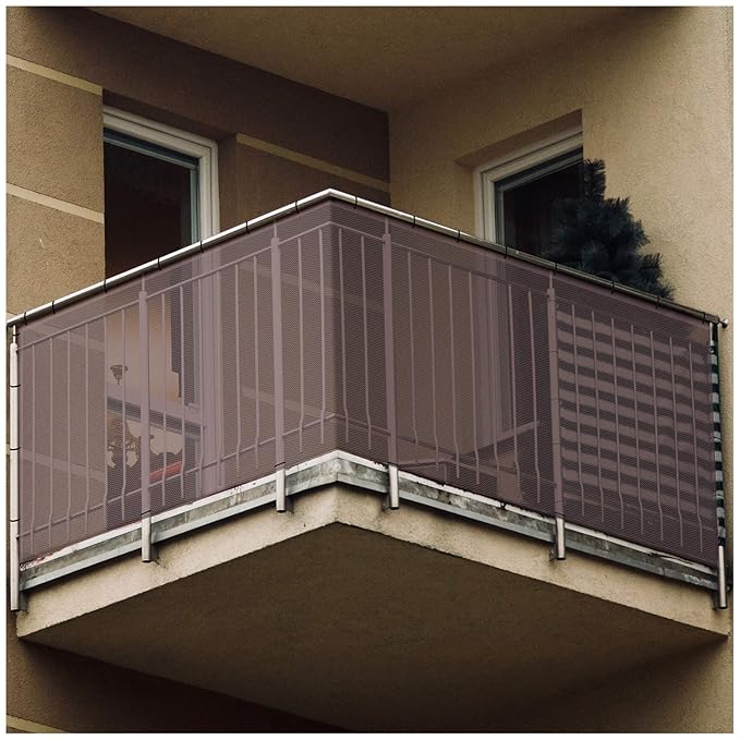 Banister Guard Safety Net for Baby, 15ft x 3ft Stair Railing Mesh Barrier for Kids, Cats, Dogs, Child Safety Rail Guard - Dark Brown