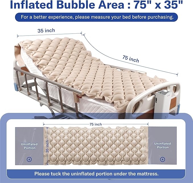 Alcedo Alternating Air Pressure Mattress Pad for Bed Sore and Ulcer Prevention, Hospital & Home Use Medical Mattress Topper for Bedridden Patient, Adjustable Ultra Quiet Pump and Waterproof Cushion