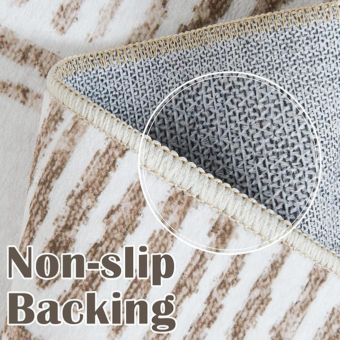 jinchan Hallway Runner Rug 2x8 - Moroccan Kitchen Machine Washable Runner Rug Modern Geometric Soft Faux Wool Ultra-Thin Low-Pile Non-Slip Carpet for Laundry Room Bedroom Farmhouse (2x8ft, Taupe)