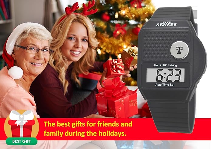 FIVE SENSES - English Atomic Talking Watch, Easy to use for Seniors Blind Men Women, Loud Talking Watch with Sound for Vision Impaired, Watches for Elderly Women, Blind People Products 1026