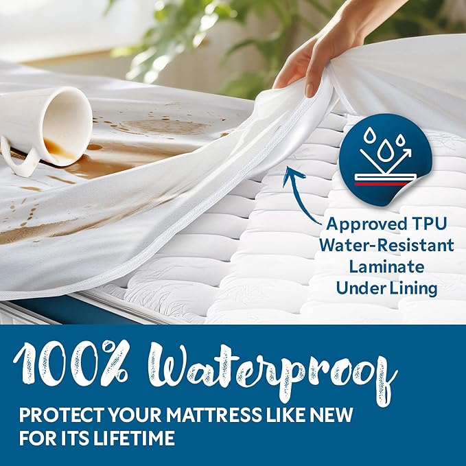 Guardmax Jersey Knitted Short Queen Zippered Mattress Encasement - Waterproof & Bed Bug Proof Mattress Protector - Comfortable, Soft, and Noiseless Zippered Bedding - Dust Mite Proof (60 x 75 x 12)