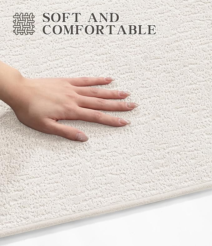 chakme Bathroom Rugs Mat 32x17, Ultra Thin Non Slip Bath Mat Quick Dry Absorbent Bath Mat for Bathroom Floor, (White, 32"x17")