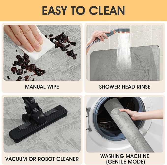 Ultra Thin Bath Mat, Upgrade Backing Non Slip Thin Bath Mats Fit Under Door, Quick Dry Ultra Absorbent Bathroom Rugs, Machine Washable Bath Rugs for Bathroom, Bathtub, Light Gray/Marble/32"x20"