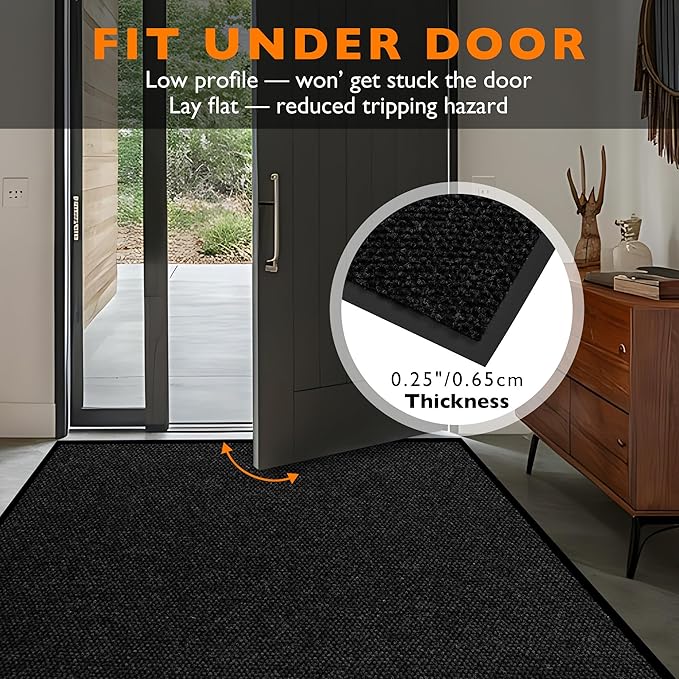 Custom Size Extra Large Front Door Mat, 3FT x 5FT Indoor Outdoor Entrance Commercial Floor Mat, Heavy Duty Dirt Trapper Doormat for Entryway Welcome Mat, Low Profile, Non-Slip, Waterproof
