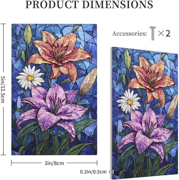 Light Switch Cover Plate Vintage Colorful Flower Oil Painting Style 1 Gang No Device Blank Electrical Wall Plates Faceplate Decorative Switch Plate for Bedroom Bathroom Decor