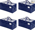 VENO 4 Pack Moving Bags w/Backpack Straps, Heavy Duty, Moving Boxes Alternative, Packing Supplies, Large Storage Totes for Dorm Room Essentials with Zipper for Clothes (Blue, 4 Pack)