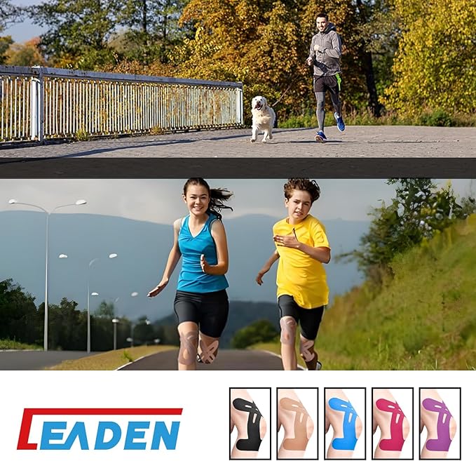 IEADEN Precut Kinesiology Tape for Knees, 10 Pcs - Knee Support & Stability, Knee Pain Relief Athletic Tape - Waterproof & Elastic, Hypoallergenic Latex-Free Tape, Pink