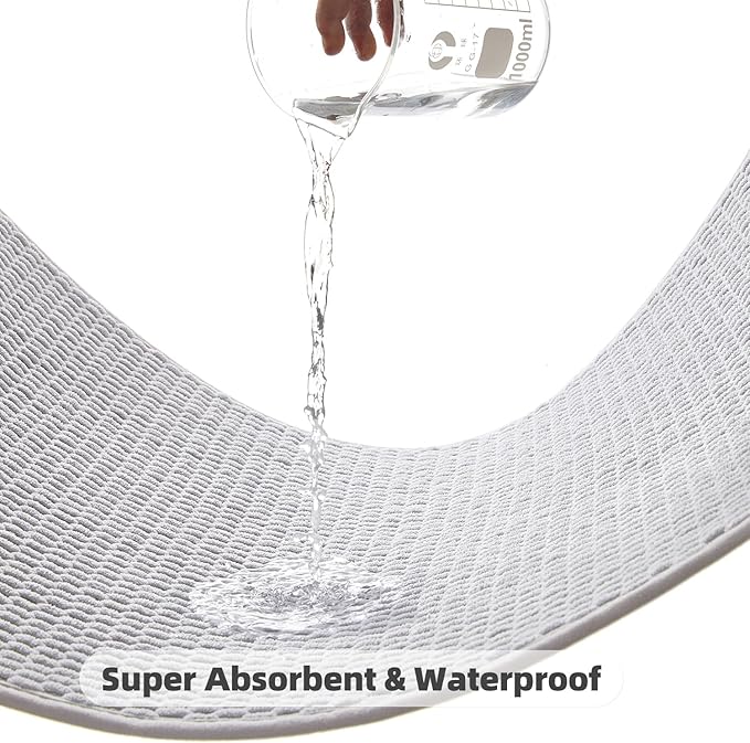 Bathroom Rugs Non Slip Washable, Super Absorbent Thin Bath Mat Quick Dry Low Pile Bathroom Rug, Light Grey 20"x48"