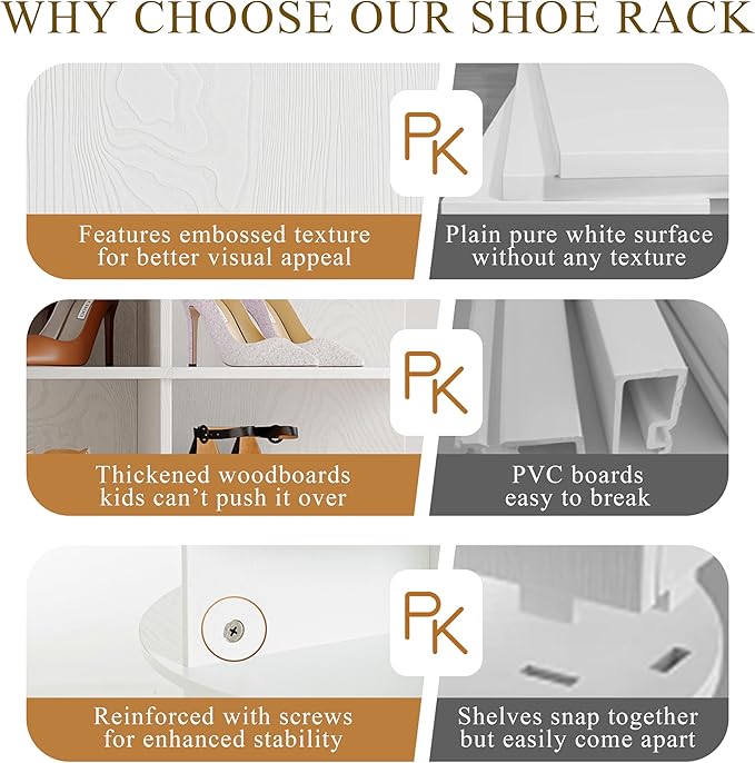 Wooden Rotating Shoe Rack, 7 Tier Spinning Shoe Rack Tower for Closet, Storage Organizer for Entryway, Bedroom, Living Room (Embossed White, 7 Tier)