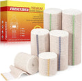 FRESINIDER Premium Elastic Bandage Wrap, 6 Pack (2x2, 2x4, 2x6) Cotton Compression Bandage with Touch Closure at Both Ends, Support & First Aid, Medical, and Injury Recovery