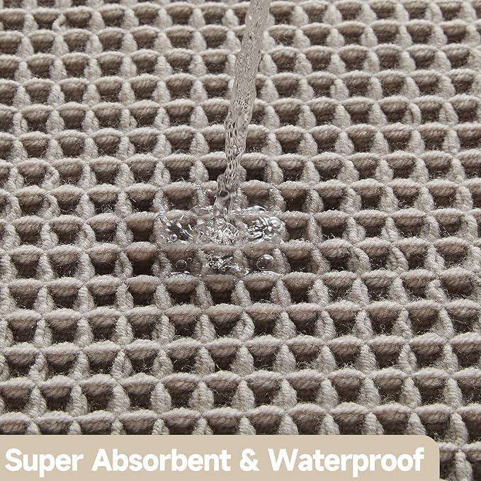 Waffle Bath Mat, Boho Bathroom Rugs Non Slip Washable Super Absorbent Quick Dry Bath Mat Farmhouse Bathroom Decor, 30"x20" Light Grey