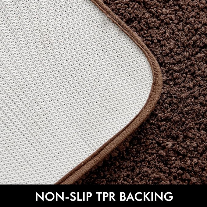 MIULEE Brown Bathroom Runner Rug 24x60 Inches, Long Bath Mat for Bathroom Floor Bathtub Showers, Machine Washable Absorbent Microfiber Carpet with TPR Anti-Slip Back