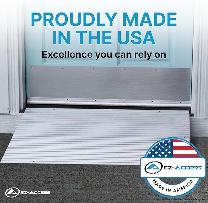 EZ-ACCESS - Threshold Ramps for Doorways - Portable Wheelchair Ramp for Home Steps, Aluminum Door Threshold Sliding Doors, Walker & Wheelchair Access - Adjustable Modular Transitions, 5" Rise