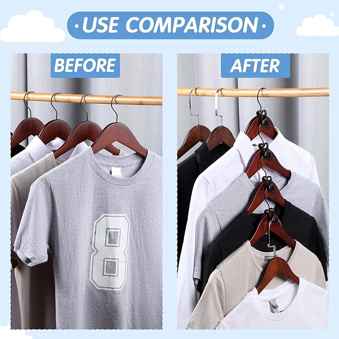 Unittype 100 Pcs Black Plastic Heavy Duty Clothes Hanger Connector Hooks, Space Saving, Cascading