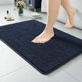 LOCHAS Luxury Bathroom Rug Shaggy Bath Mat 24 x 17 Inch, Washable Non Slip Bath Rugs for Bathroom Shower, Soft Plush Chenille Absorbent Carpets Mats, Navy