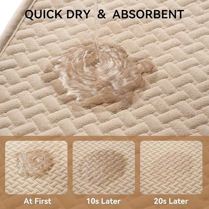 Bathroom Runner Non Slip, Extra Soft Absorbent Quick Dry Bath Mats, Foam Weave Texture Thin Bath Rugs Washable with Rubber Backing, 24" x 70“
