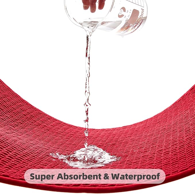 Christmas Bathroom Runner Rugs, Long Bath Mat Runner Washable Thin Quick Dry Low Pile Bathroom Runner Rugs Non Slip, Red 16"x60"