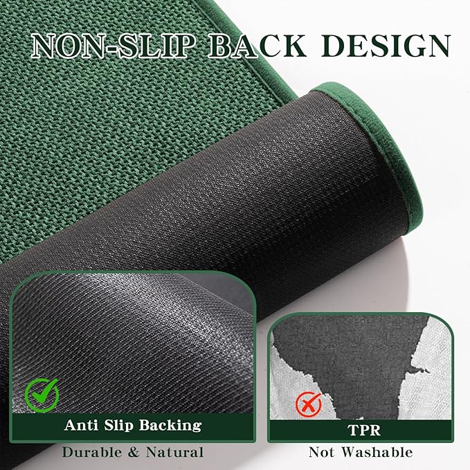 chakme Bathroom Rugs Mat 47x17, Ultra Thin Non Slip Bath Mats Runner Quick Dry Absorbent Bath Mat for Bathroom Floor, (Green, 47"x17")