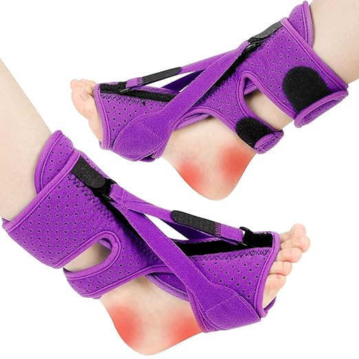 Plantar Fasciitis Night Splint-Upgrade 3 Adjustable Planter Facetious Relief Brace,Plantar Fasciitis Relief Women Men Straps,Support Relief Foot Drop Achilles Tendonitis Day Night(Purple-2PC)