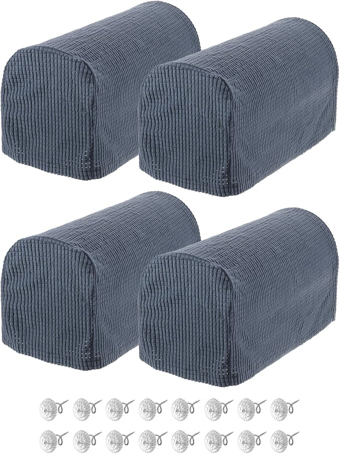 uxcell Stretch Armrest Covers Armchair Anti-Slip for Chairs Sofas Couch Arm Covers Recliner Sofa Gray Blue 4 Pcs