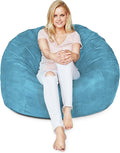 Lumaland Luxurious 4ft Large Bean Bag Chair with Microsuede Cover - Ultra Soft, Foam Filling, Washable Bean Bag Sofa for Kids, Teenagers, Adults, Pets - Sack Chair for Dorm, Kid's Room - Light Blue