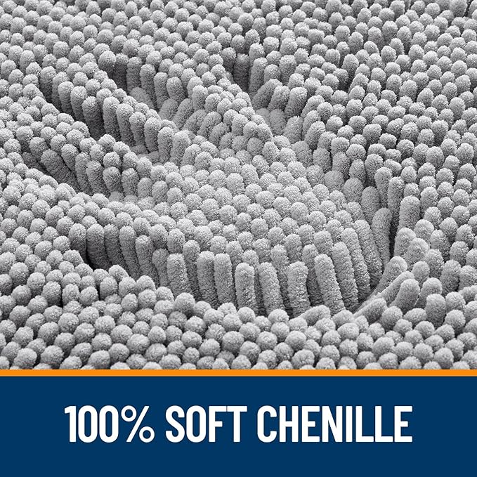 OLANLY Bathroom Rugs Sets 2 Piece, Soft Absorbent Chenille Bath Mats Area Rug Set, Non-Slip, Quick Dry, Machine Washable Bath Mats for Bathroom, Home Decor Accessories (47"x20"+24"x16", Grey)