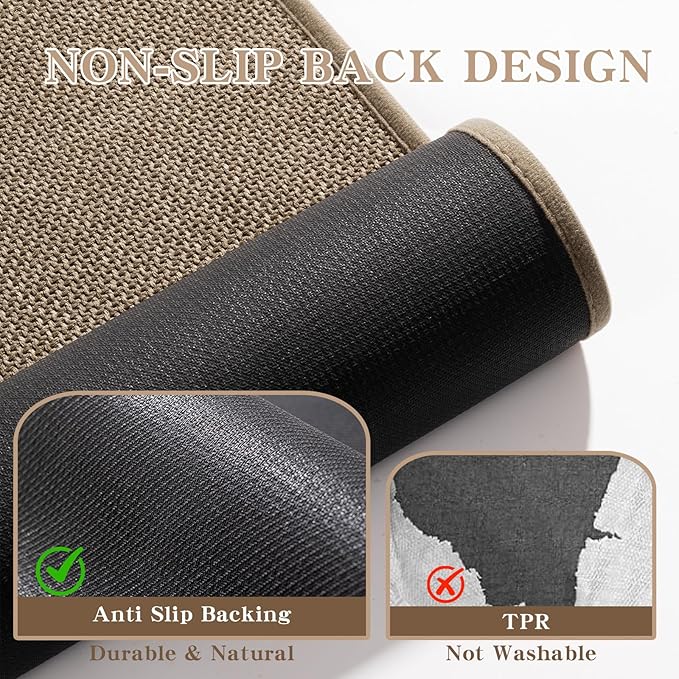 chakme Bathroom Rugs Mat 47x25, Ultra Thin Non Slip Bath Mat Large Quick Dry Absorbent Bath Mat for Bathroom Floor, (Dark Beige, 47"x25")