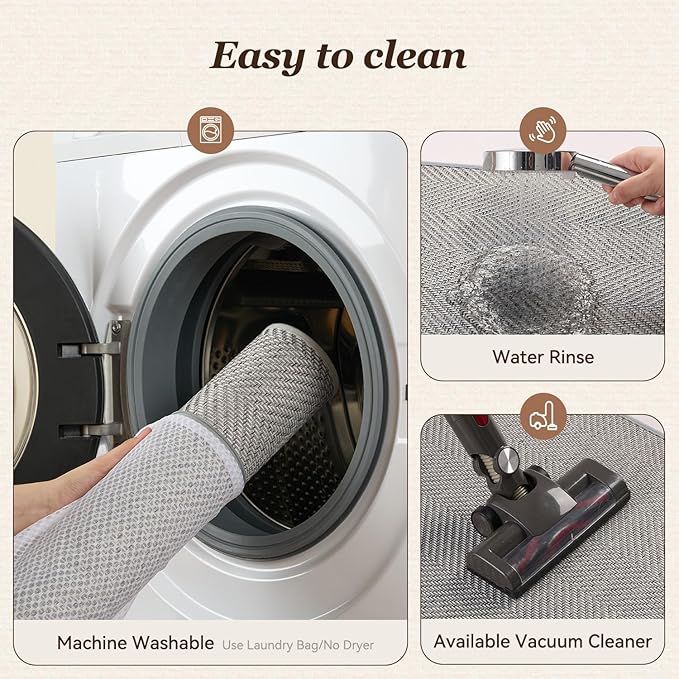 AMOAMI Kitchen Rugs and Mats, Non Slip Washable Kitchen Mats for Floor, Absorbent Quick Dry Kitchen Runner for in Front of Sink，Kitchen Rugs Sets of 2, 20"*30"+20"*47", Grey