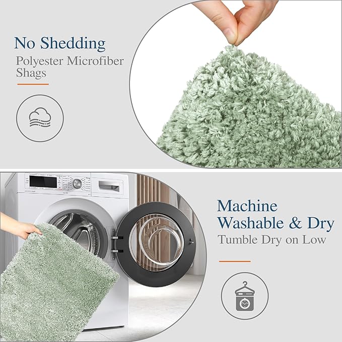 Walensee Large Bathroom Rug (24 x 36, Pale Green) Extra Soft and Absorbent Shaggy Bath Mat Machine Washable Microfiber Non Slip Luxury Floor Mat