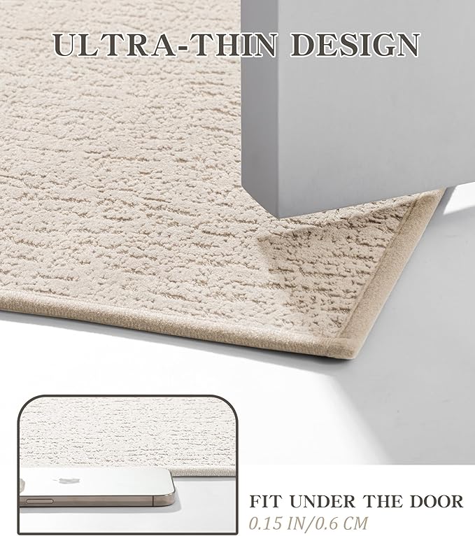 chakme Bathroom Rugs Mat 59x17, Ultra Thin Non Slip Bath Mat Quick Dry Absorbent Bath Mat for Bathroom Floor, (Light Beige, 59"x17")